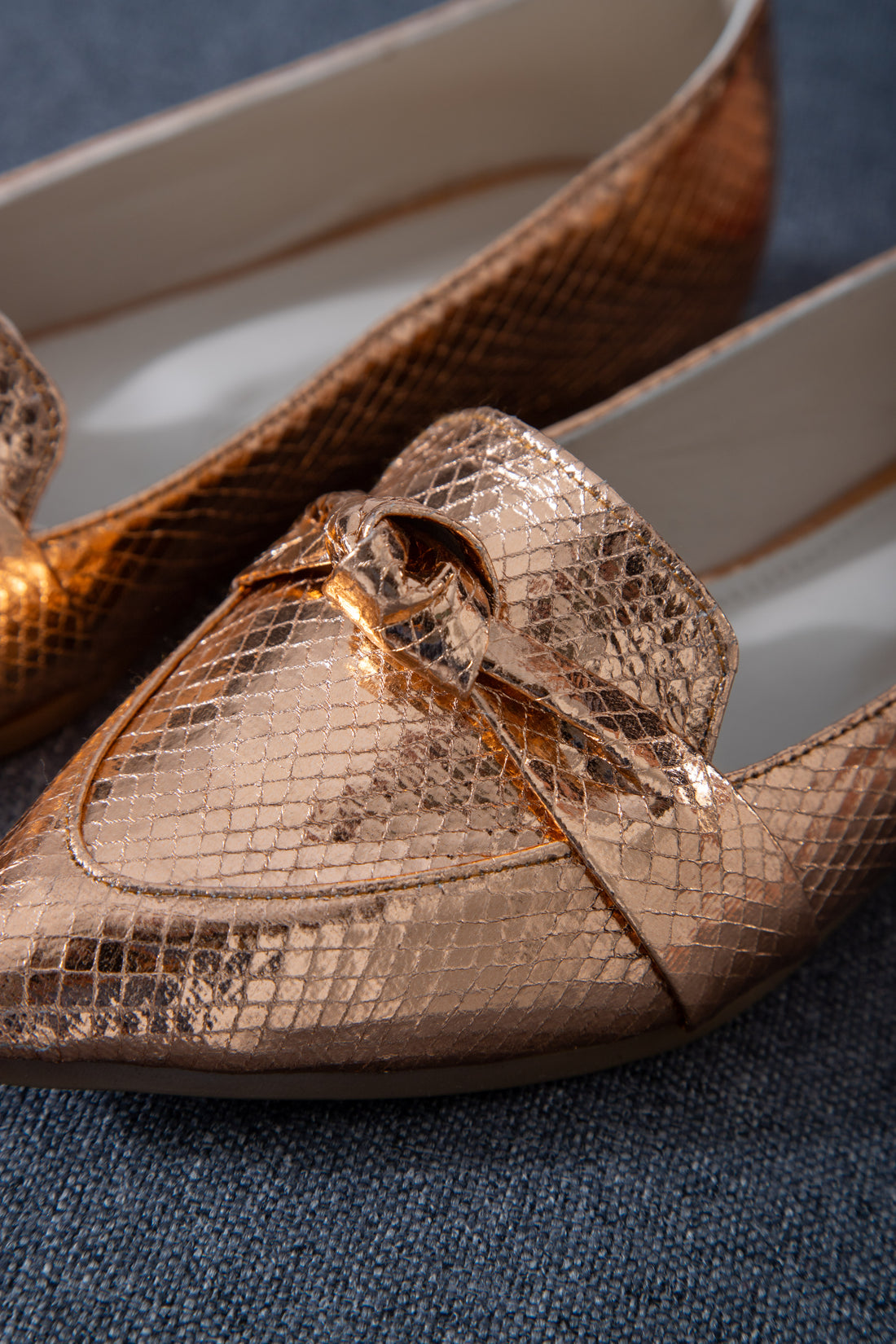 Metallic Snake Flats-rose gold