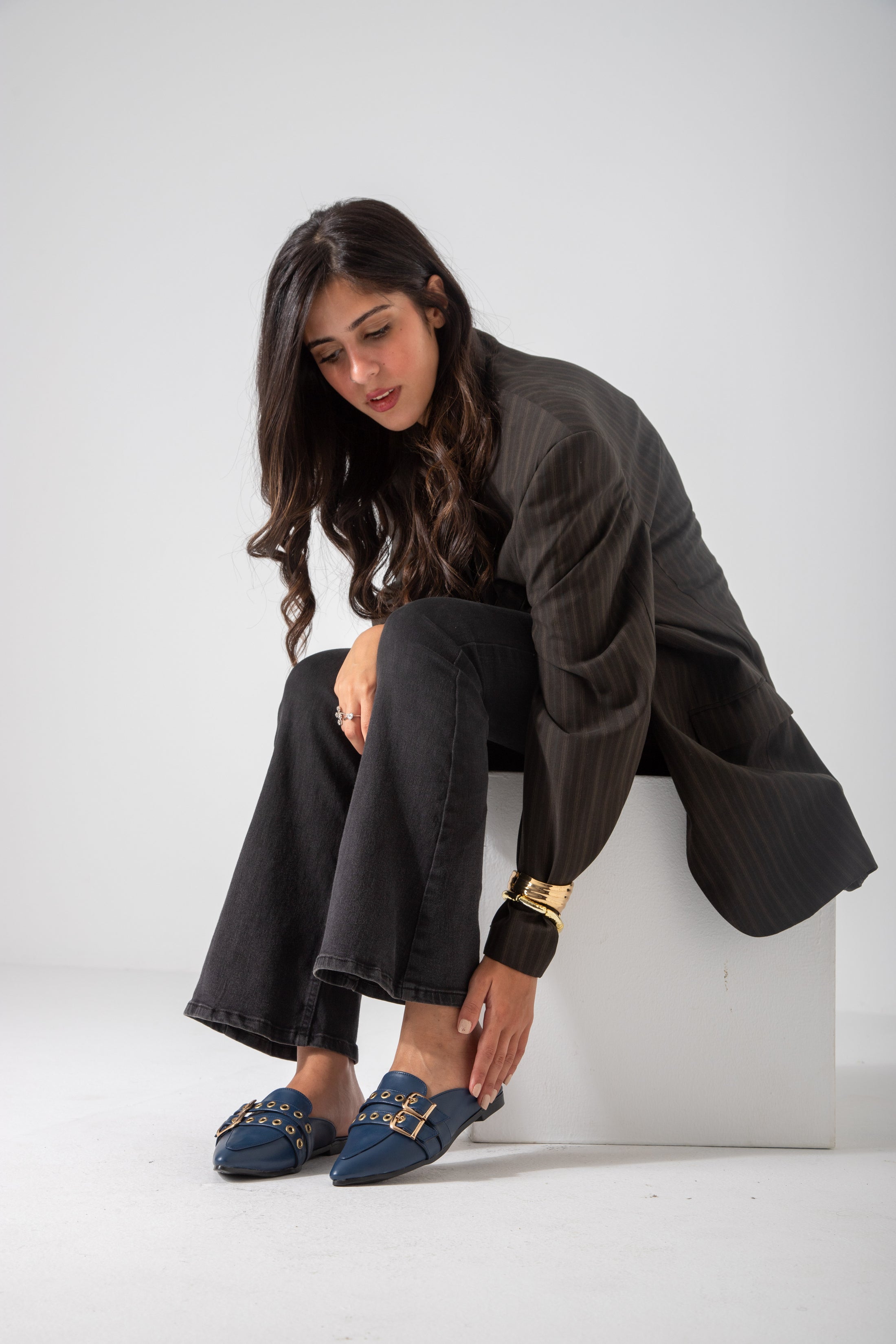 The Riviera Mule-dark blue