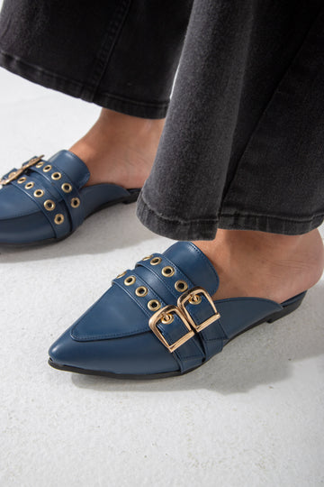 The Riviera Mule-dark blue
