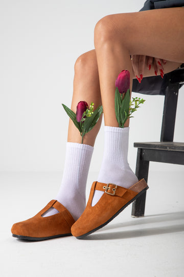 Suede Comfort Clog-camel