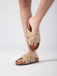 Load image into Gallery viewer, Woven Crisscross Strap Slides - beige
