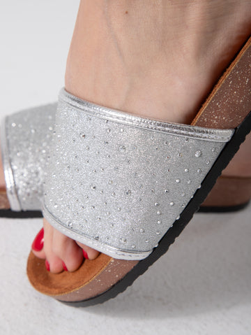Sparkle Band Cork Slides - silver