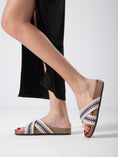 Load image into Gallery viewer, Macrame Style Cross Strap Slides - Blue
