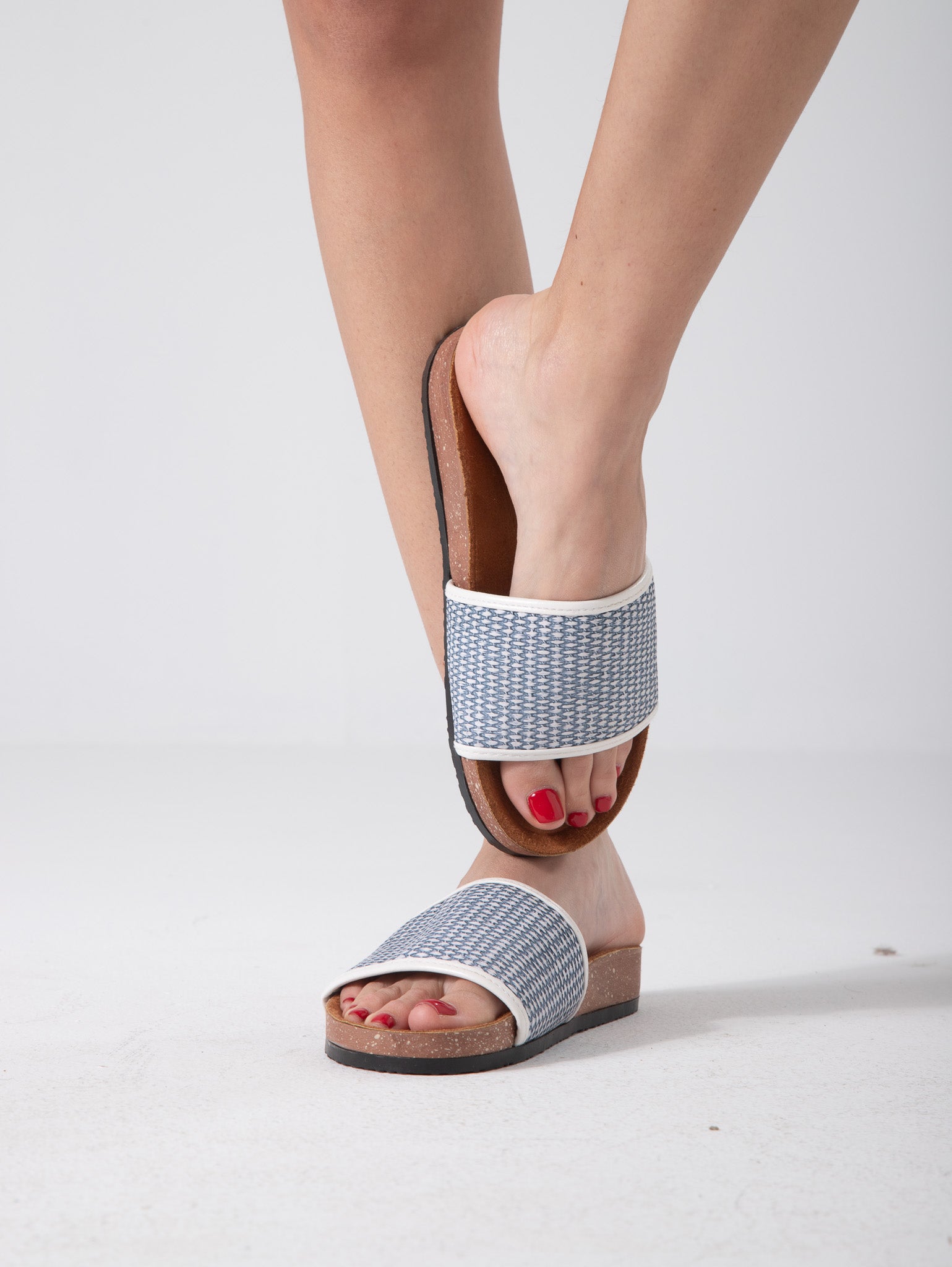 Statement Orb Detail Flat Mules - baby blue