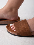 Load image into Gallery viewer, Lace Touch Slides - camel
