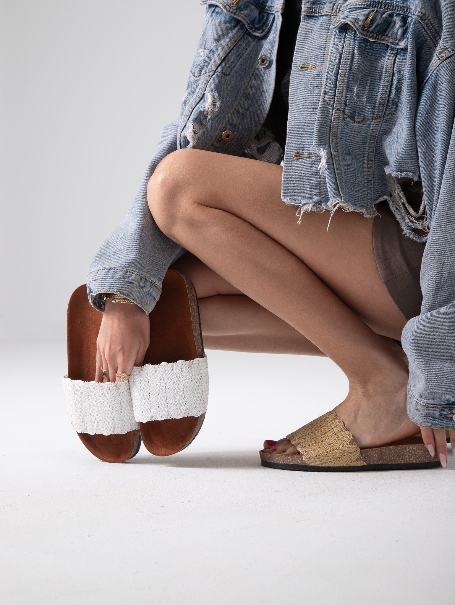 Boho Breeze Slides -white
