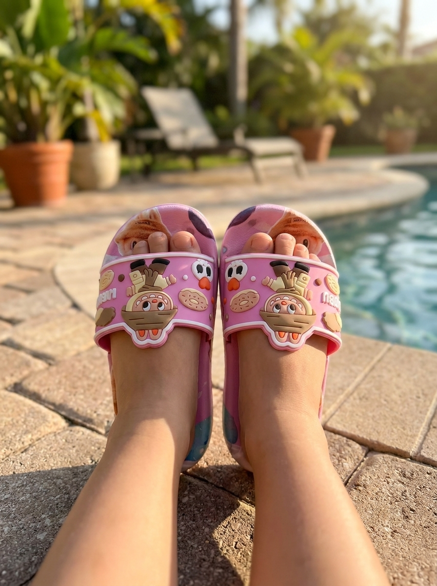 Kids Labubu Cartoon Slide - pink