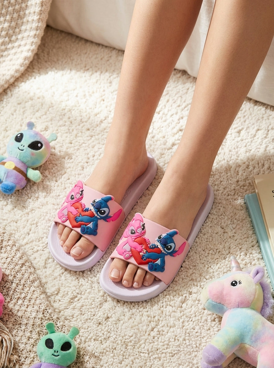 Stitch and Angel Cartoon Slide - PURPLE