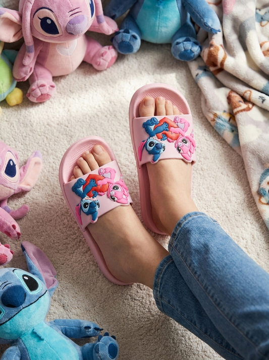 Stitch and Angel Cartoon Slide - PINK