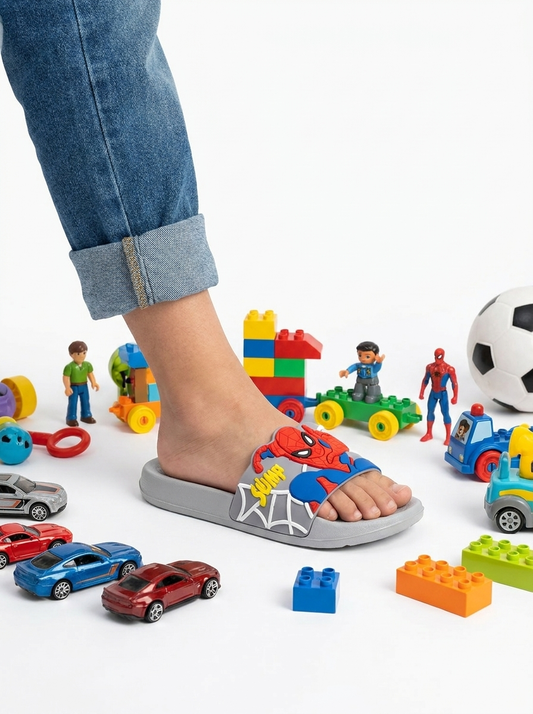 Kids Spiderman Cartoon Slides - gray