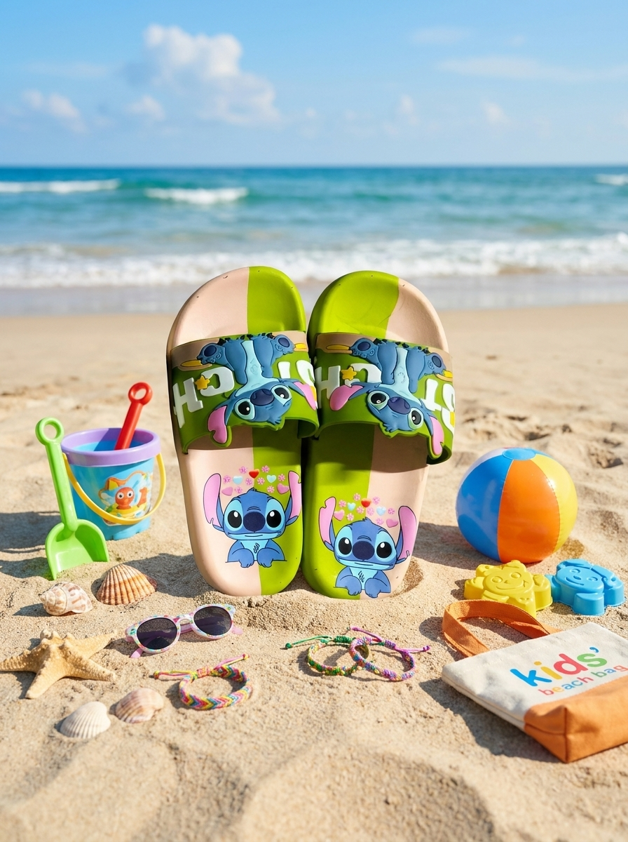 Stitch Two-Tone Slides - green