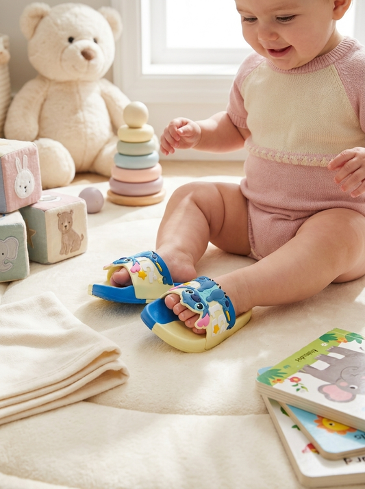 Cute Stitch Baby Slides - blue