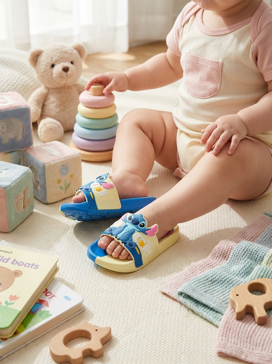 Cute Stitch Baby Slides - blue