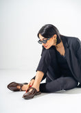 Load image into Gallery viewer, Patent T-Strap Pointed Mules-BROWN
