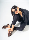 Load image into Gallery viewer, Patent T-Strap Pointed Mules-BROWN
