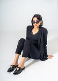 Load image into Gallery viewer, Patent T-Strap Pointed Mules-BLACK
