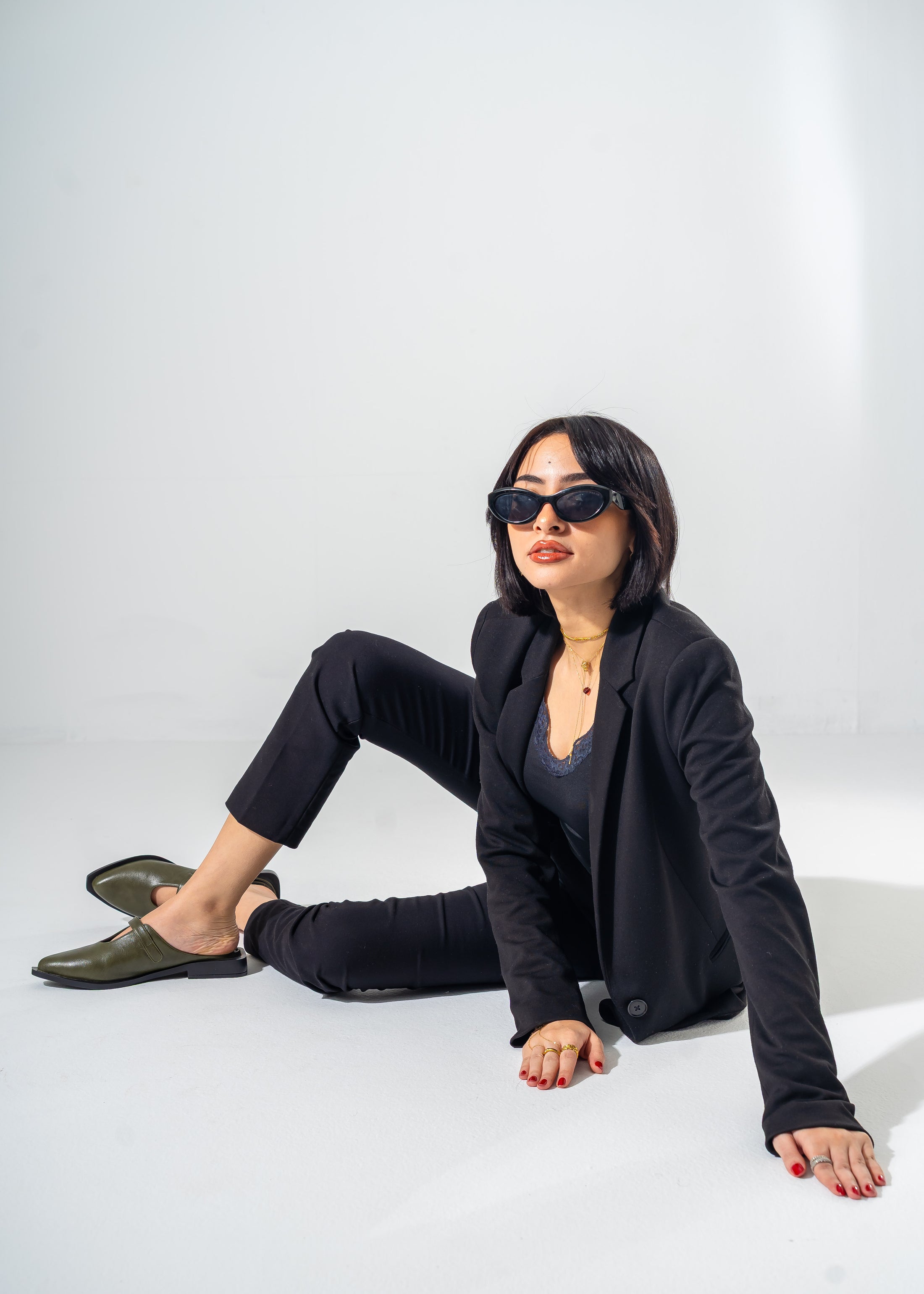 The Minimalist Buckle Mules-OLIVE