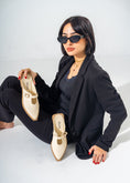 Load image into Gallery viewer, Patent T-Strap Pointed Mules-BEIGE

