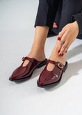 Load image into Gallery viewer, Patent T-Strap Pointed Mules-MAROON
