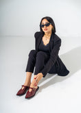 Load image into Gallery viewer, Patent T-Strap Pointed Mules-MAROON
