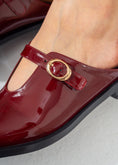 Load image into Gallery viewer, Patent T-Strap Pointed Mules-MAROON
