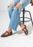 Load image into Gallery viewer, Pointed Toe T-Strap Flats-BROWN
