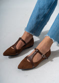 Load image into Gallery viewer, Elegant Buckled T-Strap Flats-BROWN
