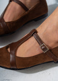 Load image into Gallery viewer, Elegant Buckled T-Strap Flats-BROWN
