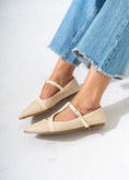 Load image into Gallery viewer, Pointed-Toe T-Strap Mary Jane Flats-BEIGE
