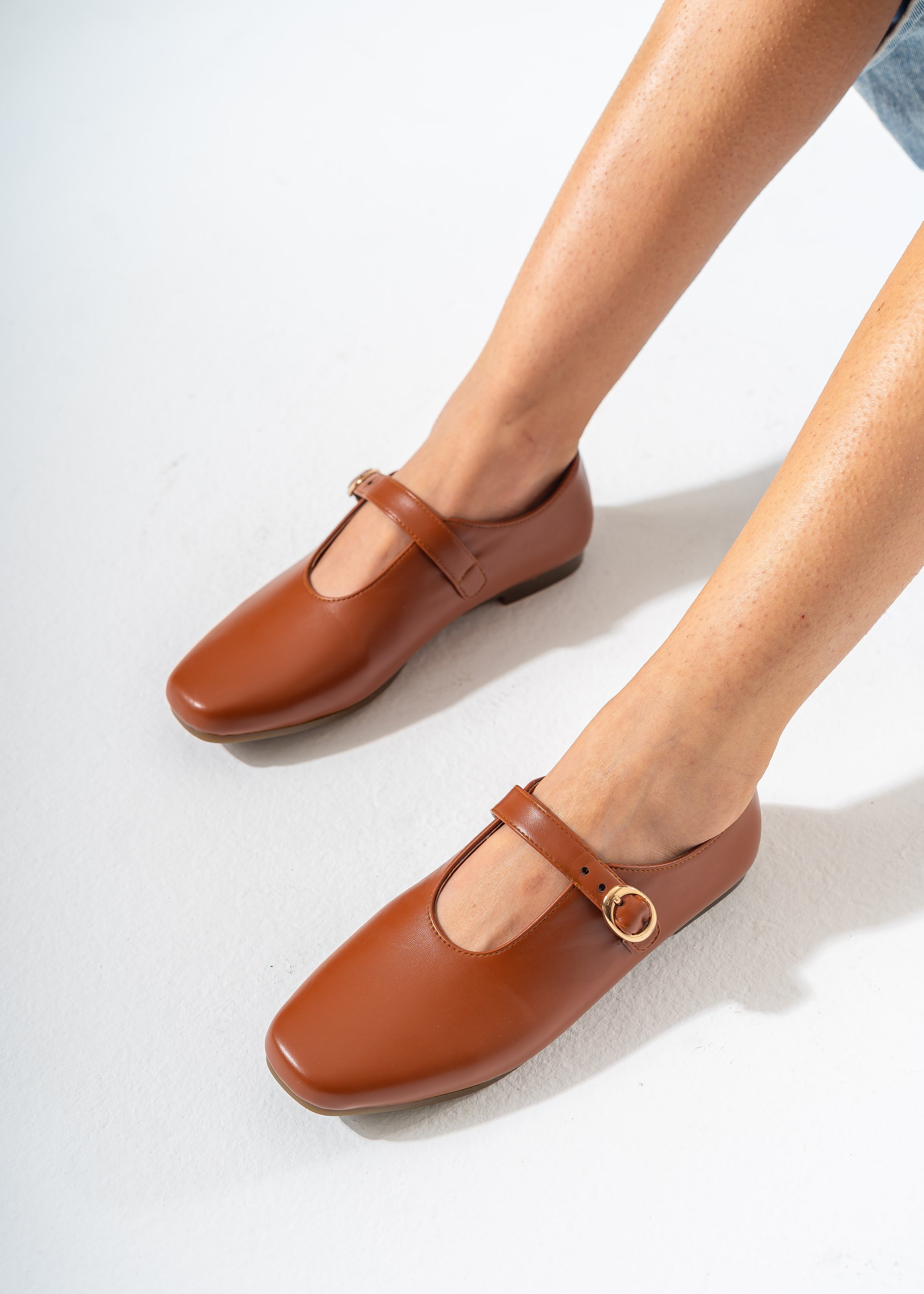 Minimalist Mary Jane Flats-CAMEL
