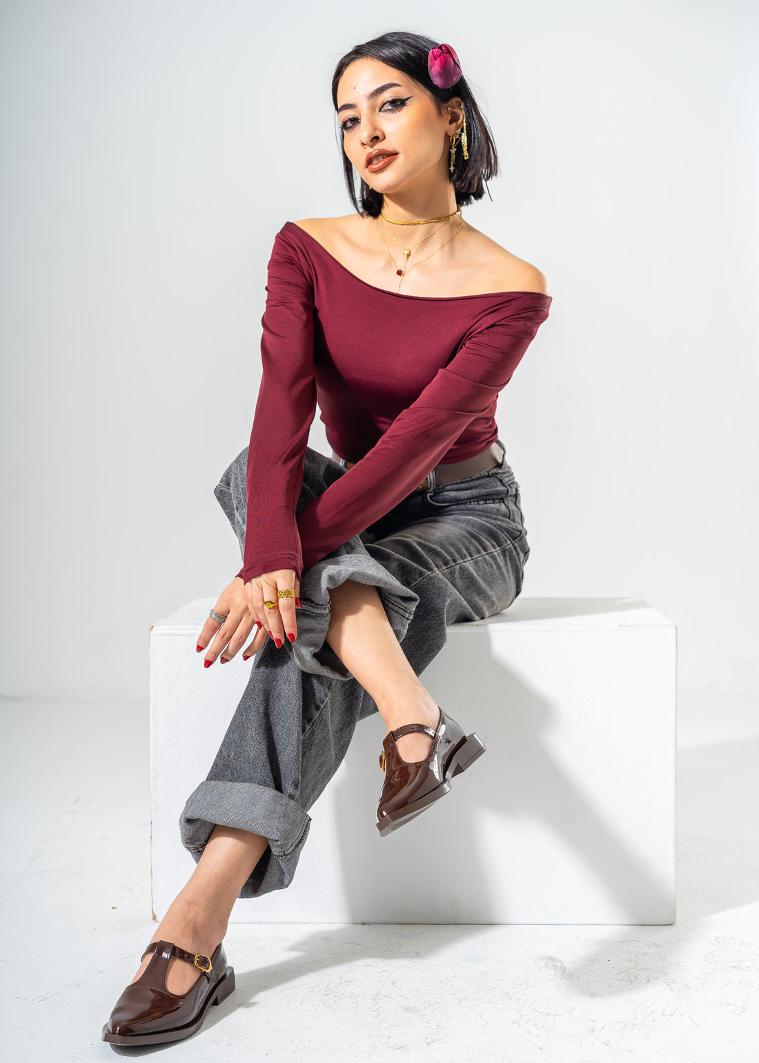 The Artisan T-Strap Flats -BROWN