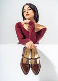 Load image into Gallery viewer, The Artisan T-Strap Flats -BROWN
