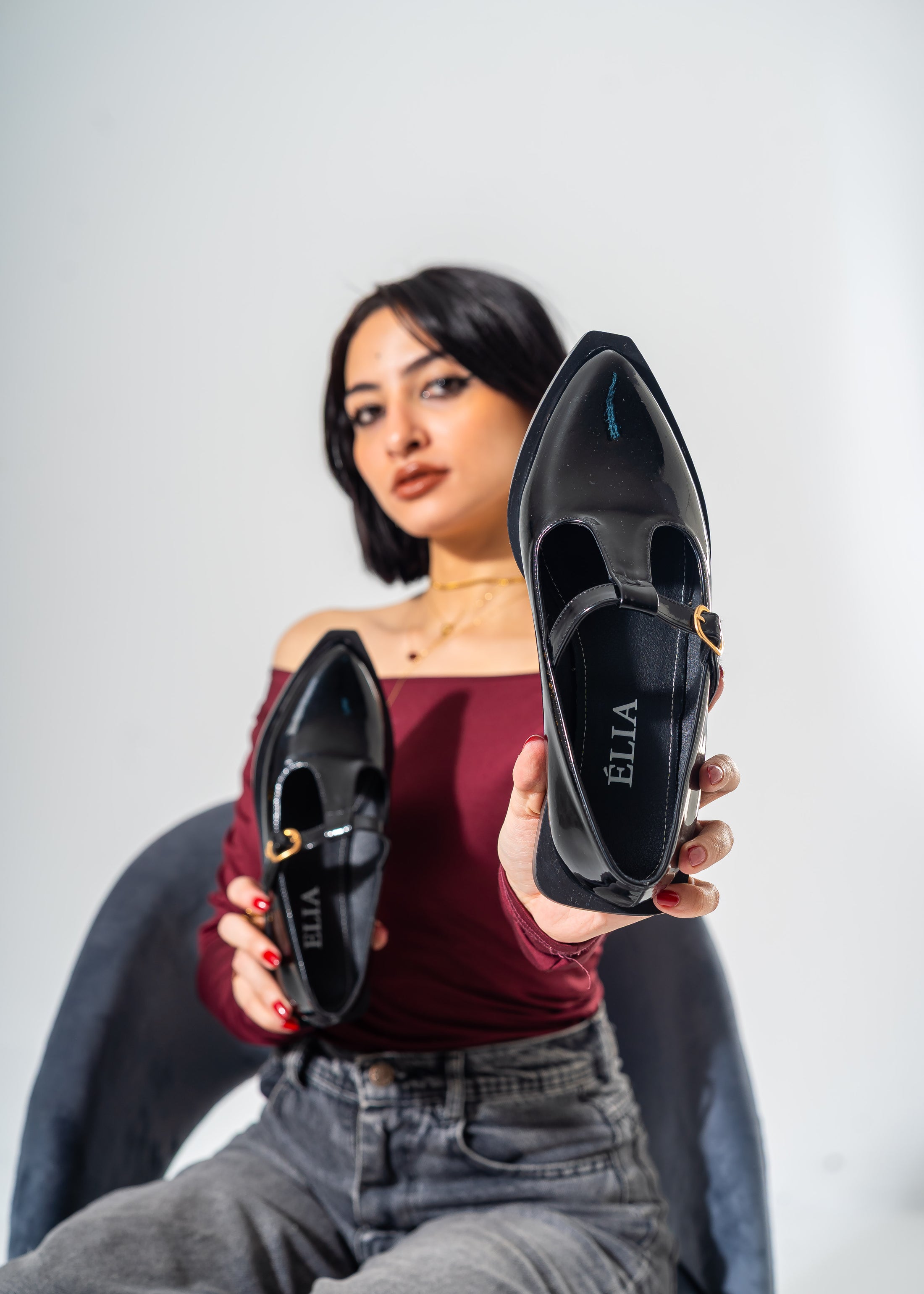 The Artisan T-Strap Flats -BLACK