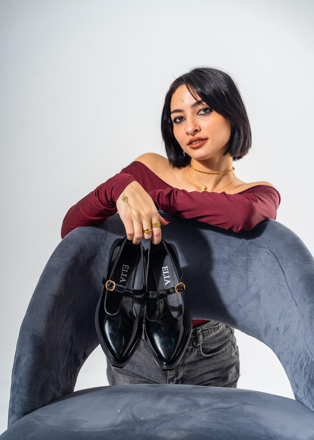 The Artisan T-Strap Flats -BLACK