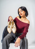 Load image into Gallery viewer, The Artisan T-Strap Flats -BEIGE
