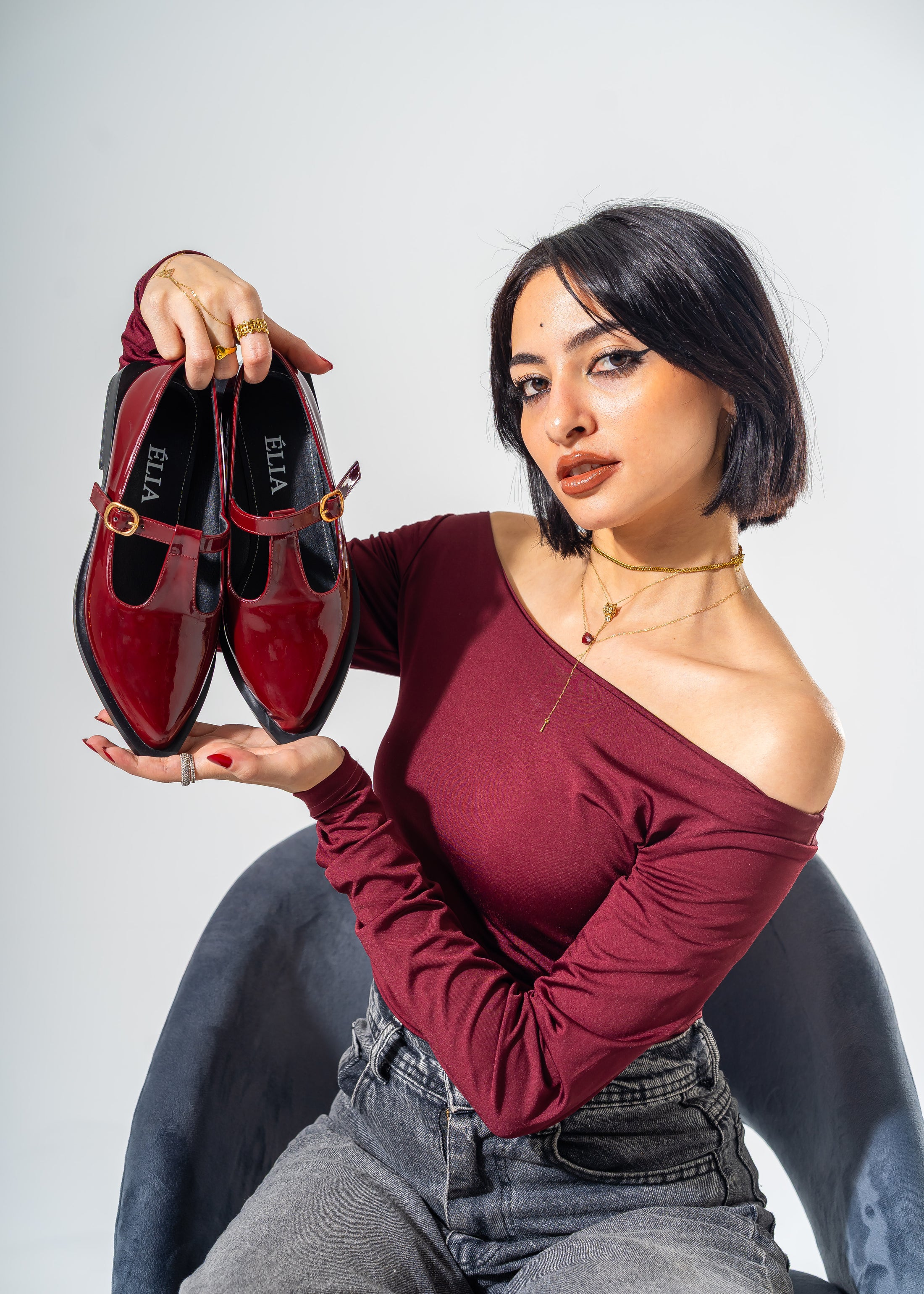The Artisan T-Strap Flats -RED