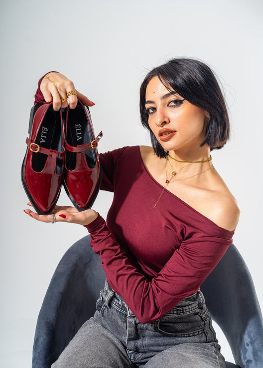 The Artisan T-Strap Flats -RED