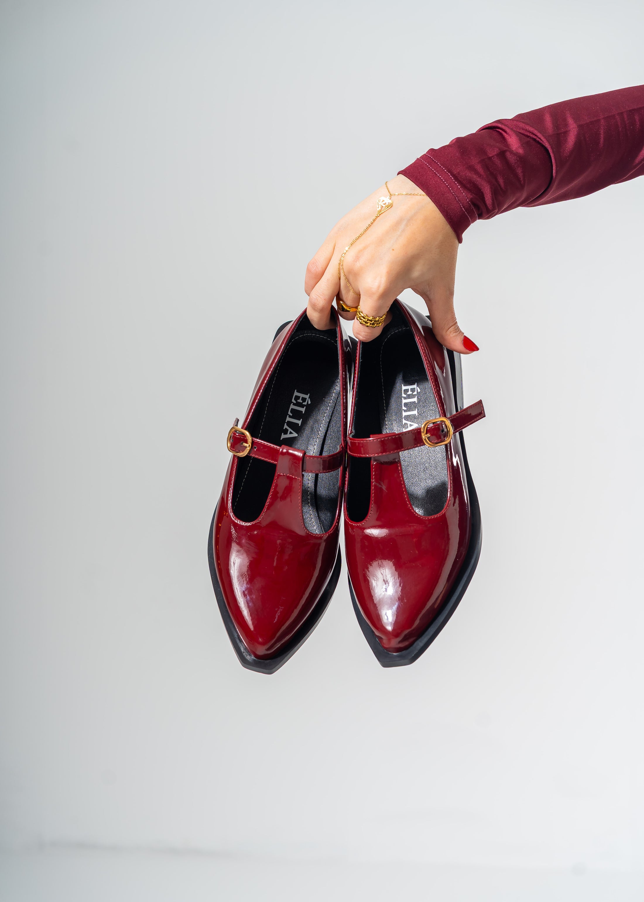 The Artisan T-Strap Flats -RED