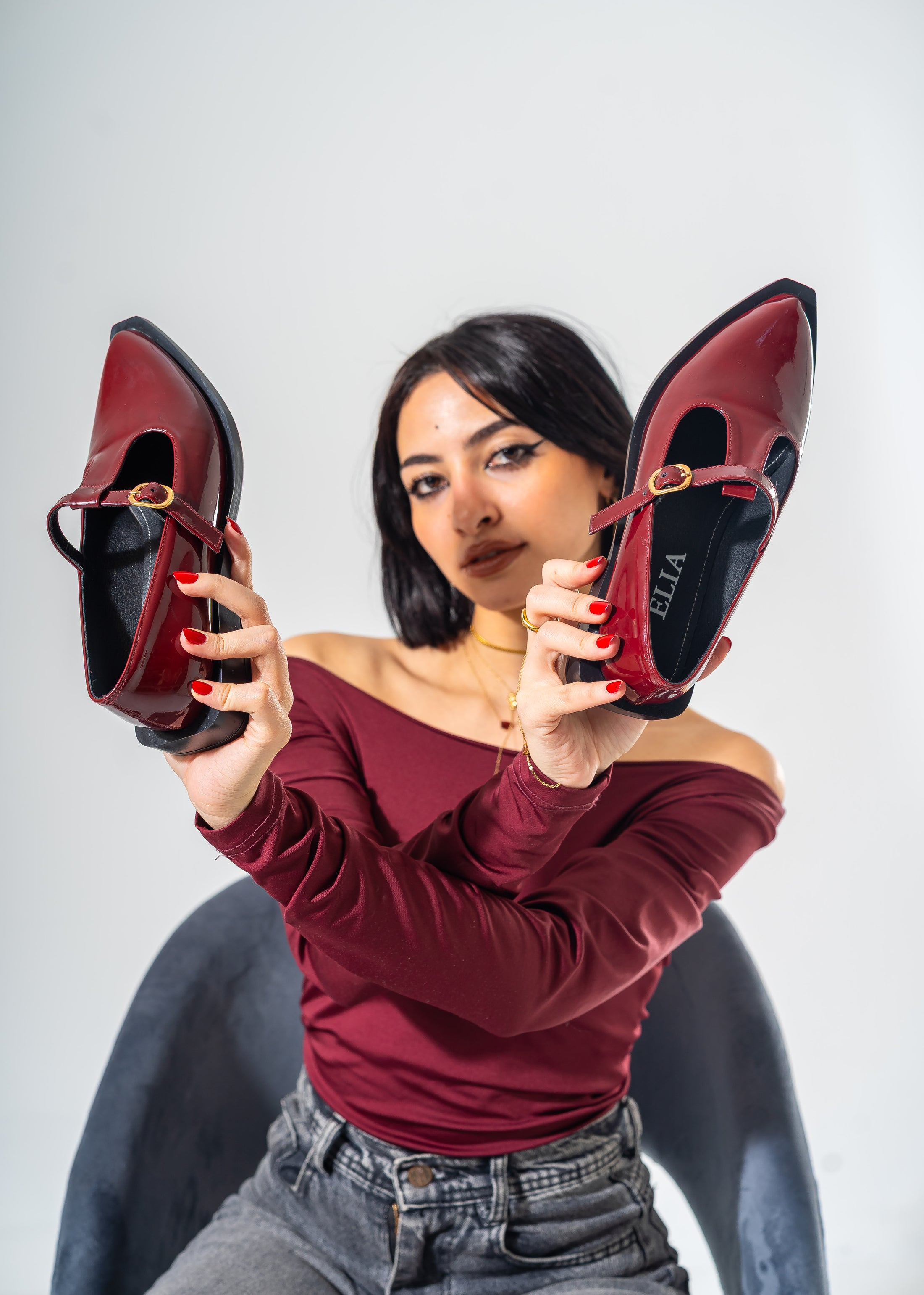 The Artisan T-Strap Flats -RED