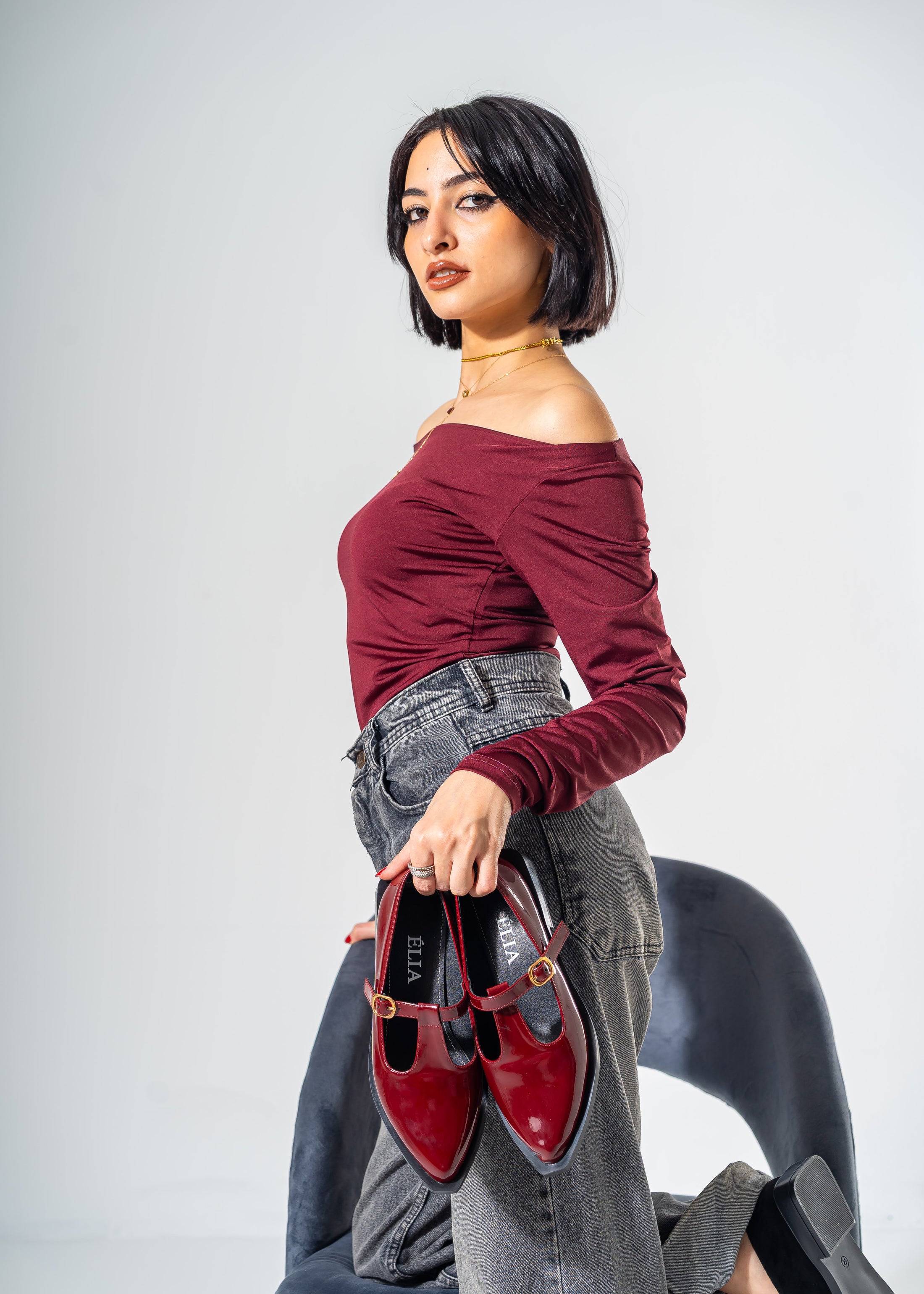The Artisan T-Strap Flats -RED
