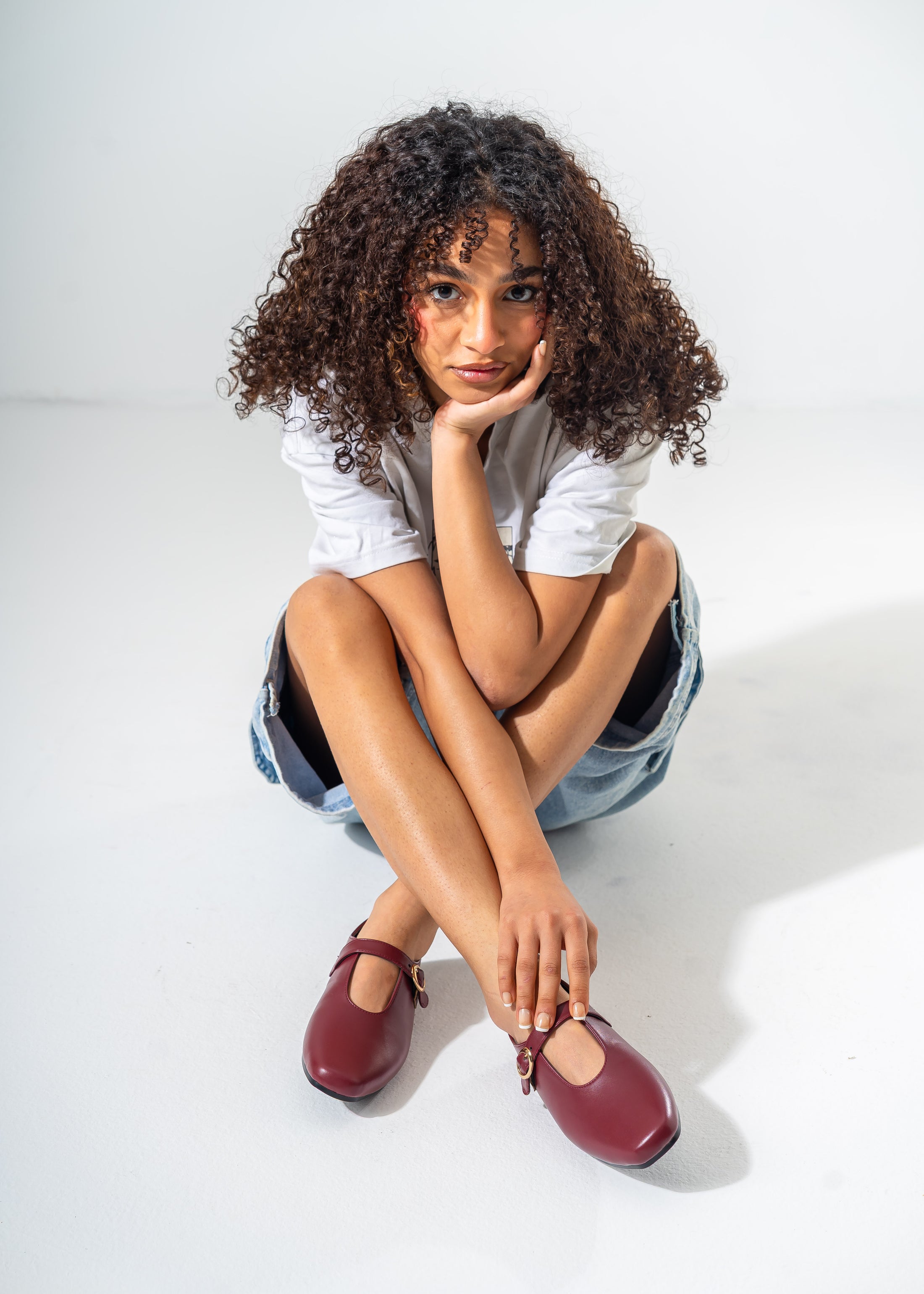 Minimalist Mary Jane Flats-MAROON