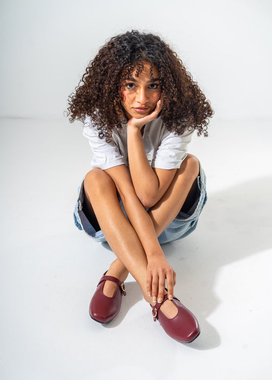 Minimalist Mary Jane Flats-MAROON