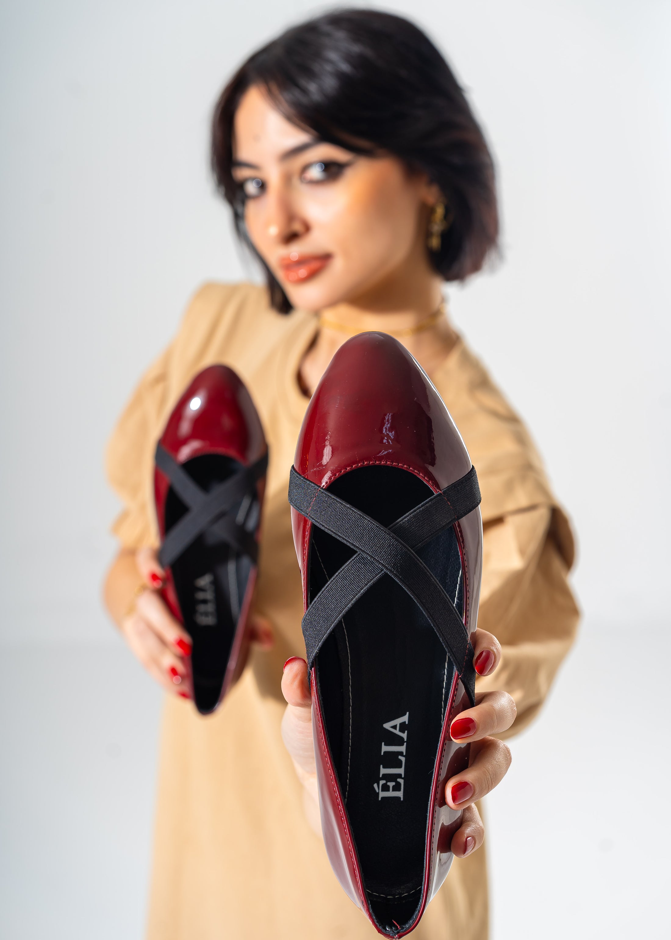 Bella Criss-Cross Flats-MAROON