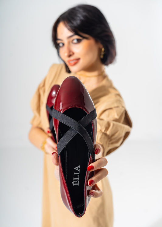 Bella Criss-Cross Flats-MAROON