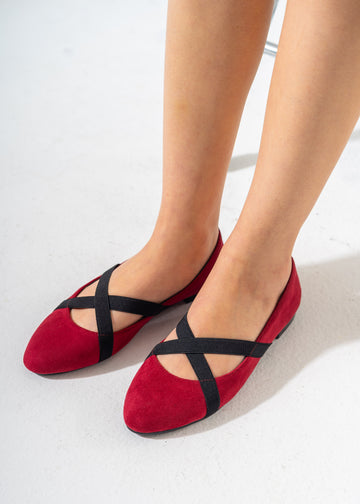 VelvetCriss Suede Flats-RED