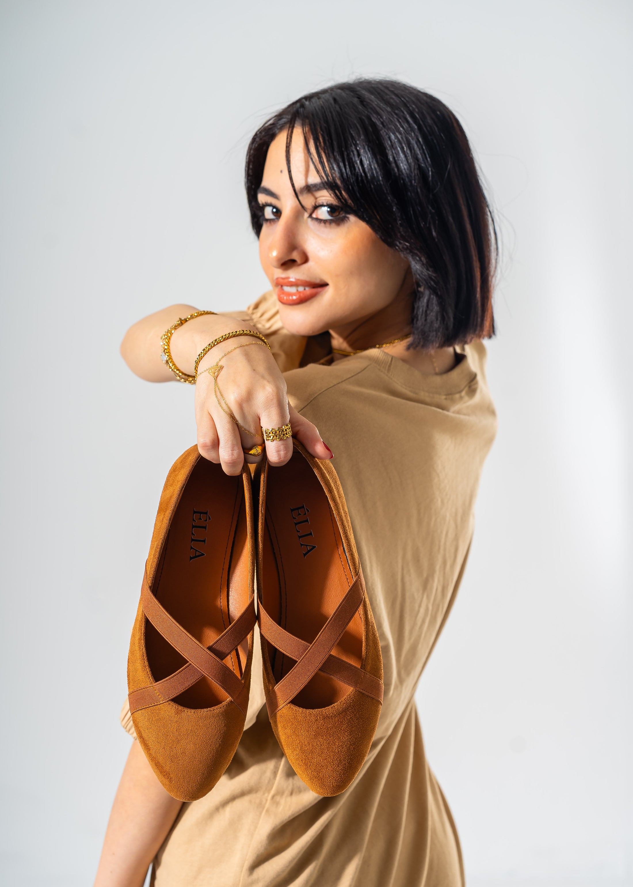 VelvetCriss Suede Flats-CAMEL
