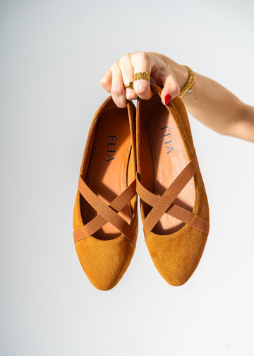 VelvetCriss Suede Flats-CAMEL
