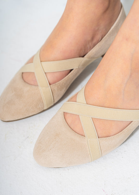 VelvetCriss Suede Flats-BEIGE