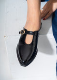Load image into Gallery viewer, Patent T-Strap Pointed Mules-BLACK
