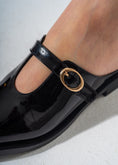 Load image into Gallery viewer, Patent T-Strap Pointed Mules-BLACK
